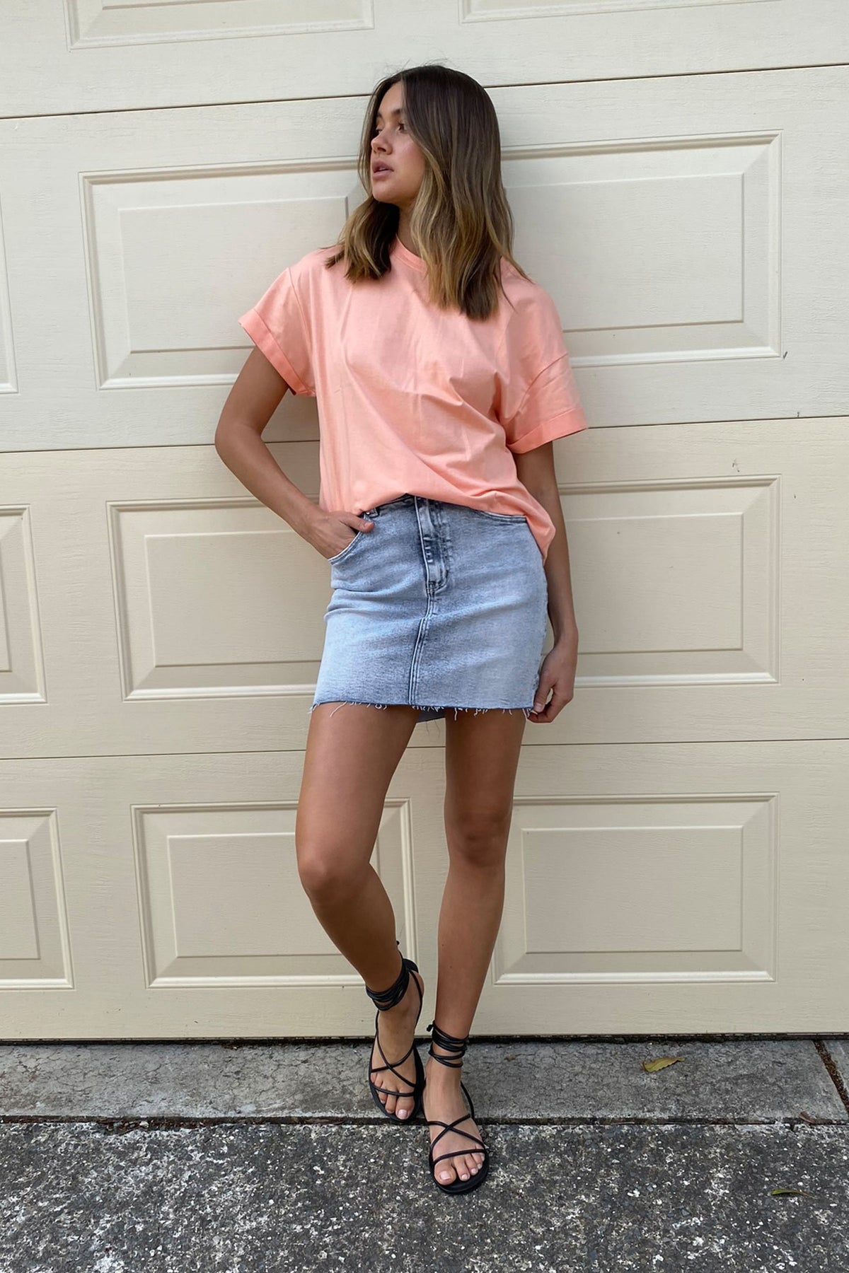 [TEST] Gina Stepped Hem Denim Skirt