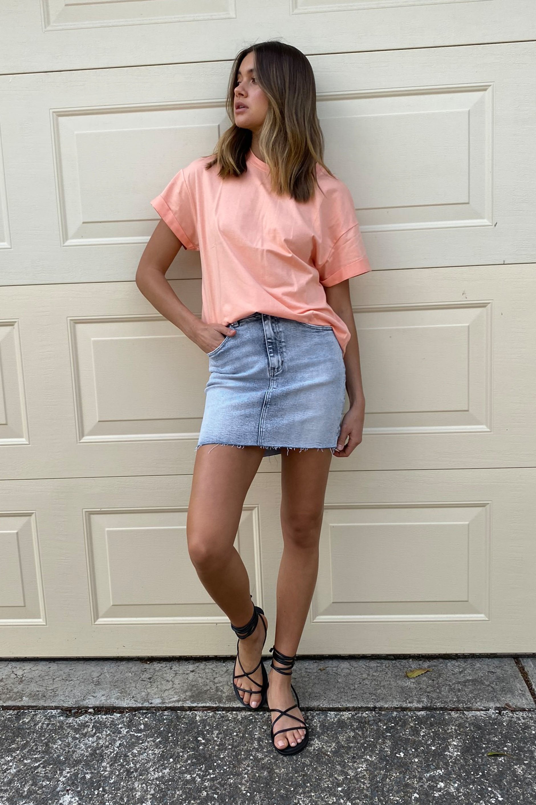 [TEST] Gina Stepped Hem Denim Skirt