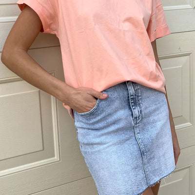 [TEST] Gina Stepped Hem Denim Skirt