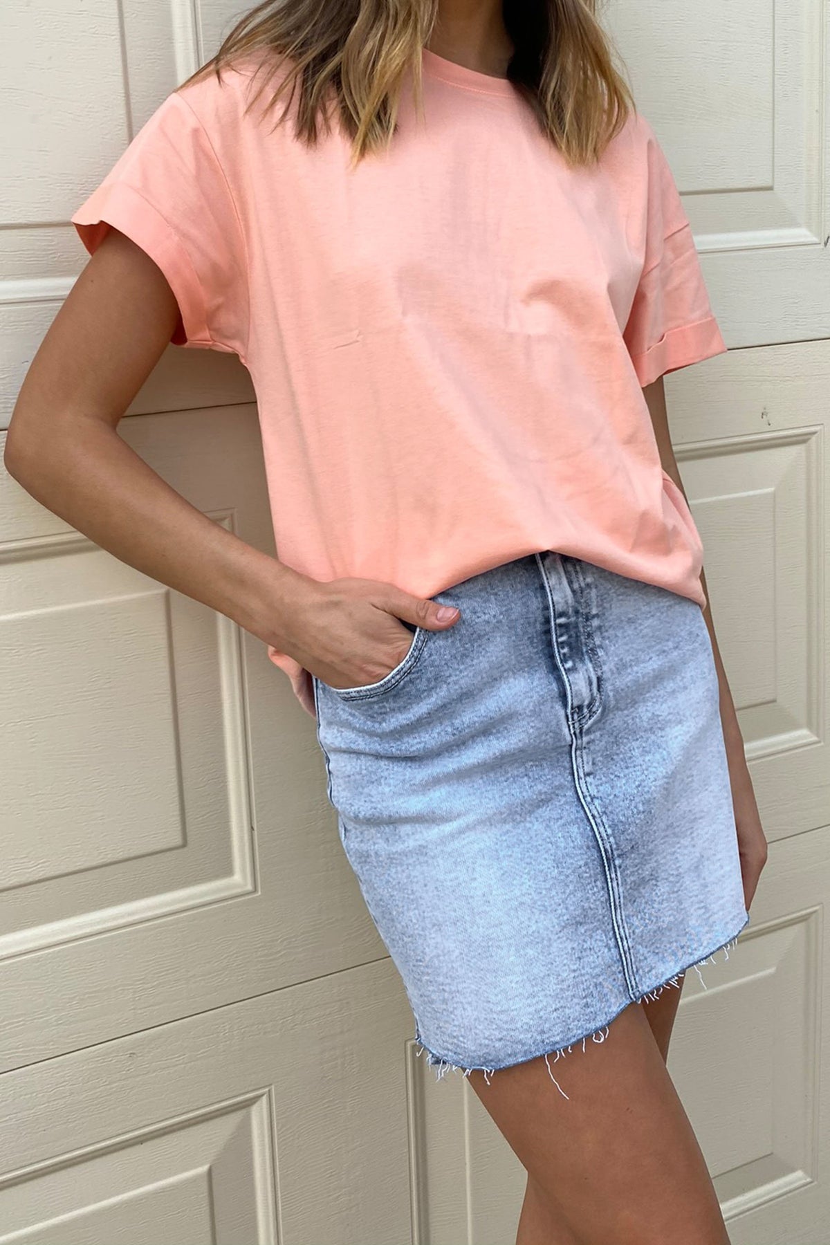 [TEST] Gina Stepped Hem Denim Skirt