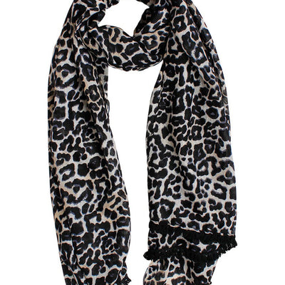 [TEST] Leopard Print Tassel Scarf