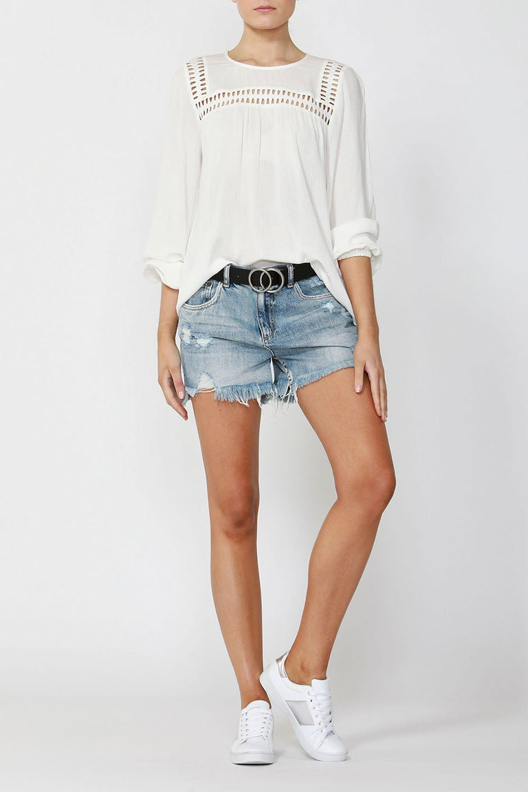[TEST] Janelle Lace Trim Blouse