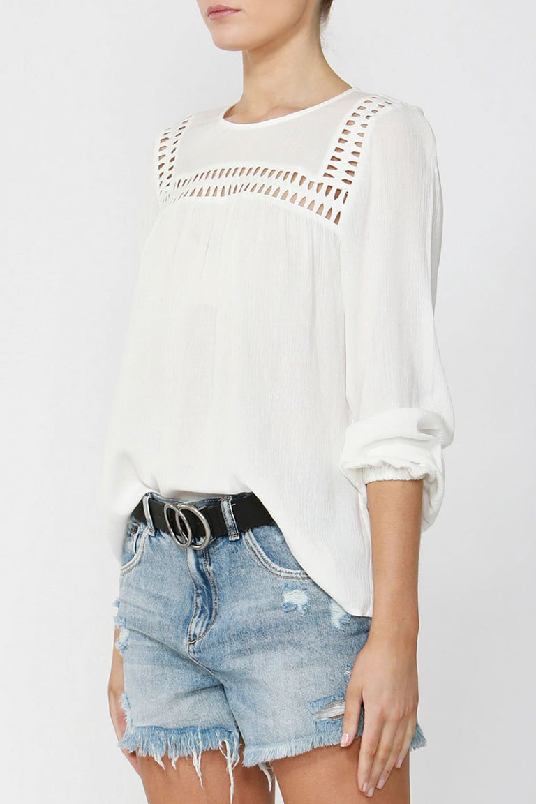 [TEST] Janelle Lace Trim Blouse