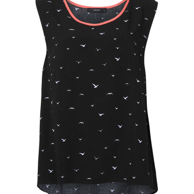 [TEST] Ally Pop Trim Bird Print Top