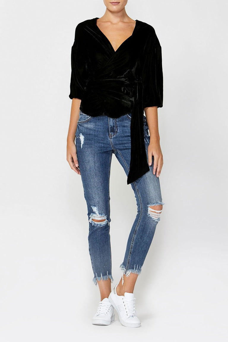 [TEST] Loretta Velvet Wrap Top