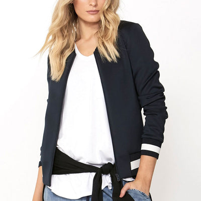[TEST] Luxe Stripe Rib Bomber Jacket