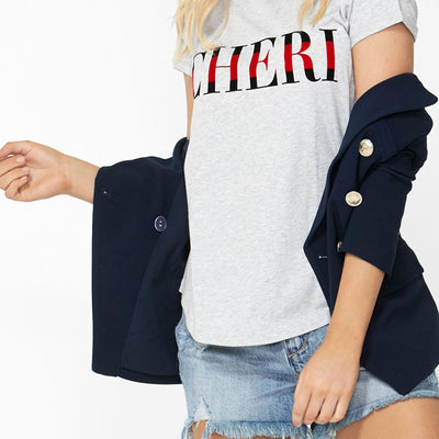 [TEST] Cheri Stripe Text Tee