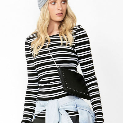 [TEST] Stripe Long Sleeve Crew Top