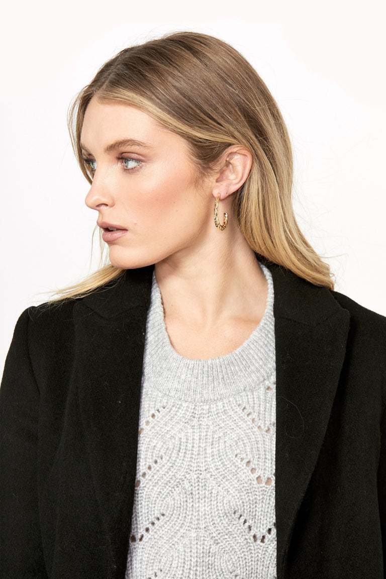 [TEST] Jewel Hammered Oval Earrings