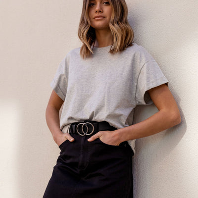 [TEST] Gina Stepped Hem Denim Skirt