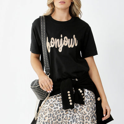 [TEST] Bonjour Embroidered Tee