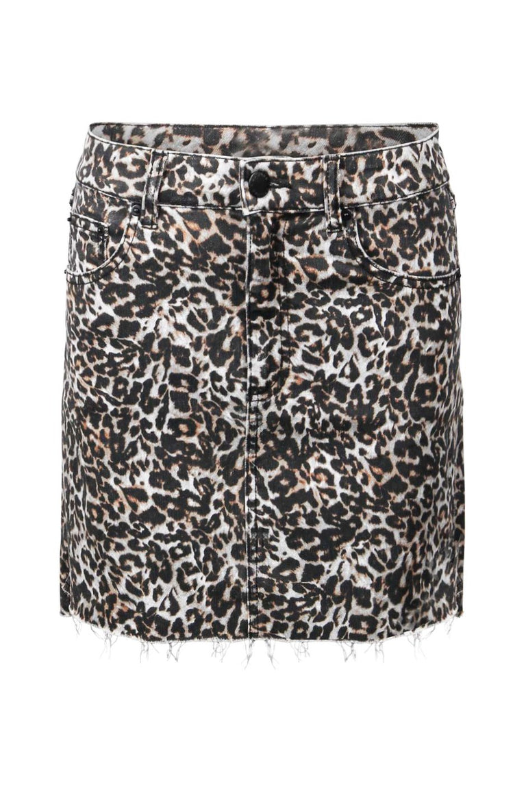 [TEST] Gina Animal Print Denim Skirt
