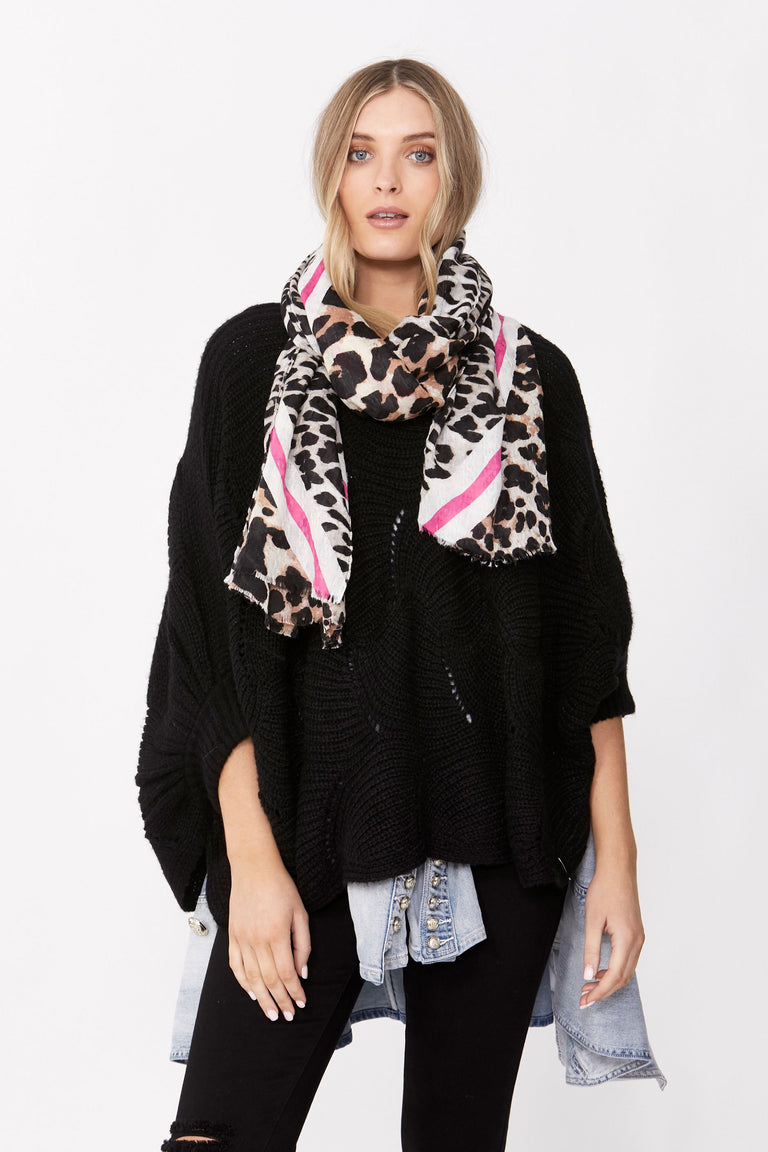 [TEST] Mixed Animal Frayed Edge Scarf