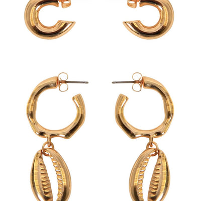 [TEST] Shell 2 Pack Hoop Earrings