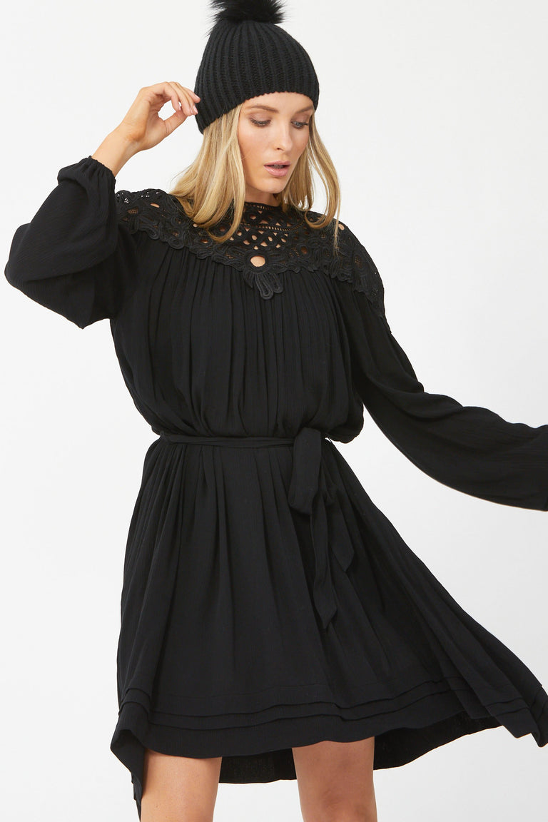 [TEST] Greta Lace Yoke Textured Dress