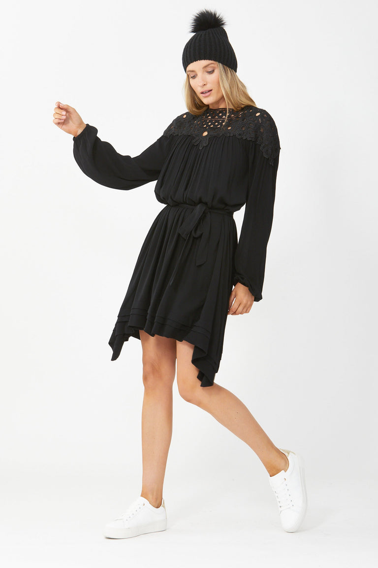 [TEST] Greta Lace Yoke Textured Dress