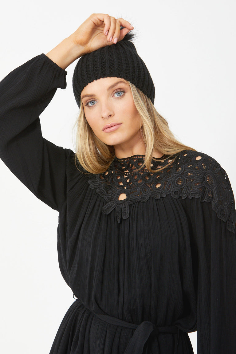 [TEST] Greta Lace Yoke Textured Dress