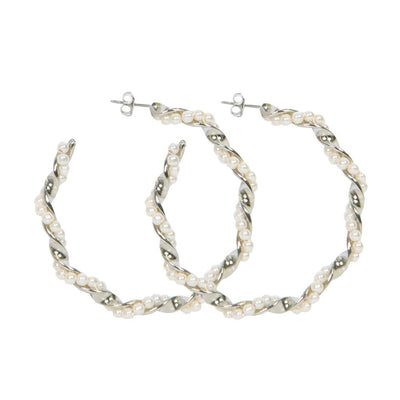 [TEST] Bass Pearl Twist Hoop Earrings