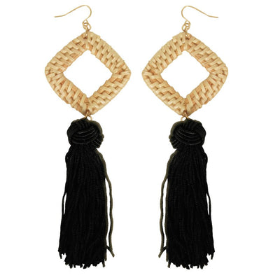 [TEST] Diamond Weave Tassel Earrings