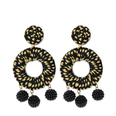 [TEST] Ava Woven Ball Tassel Earrings