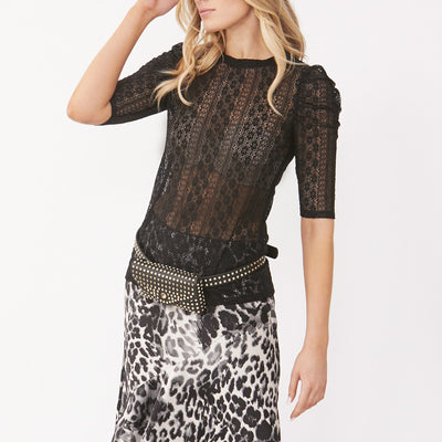 [TEST] Zoya Lace Ruched Sleeve Top