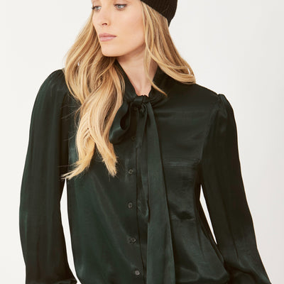 [TEST] April Satin Tie Neck Top