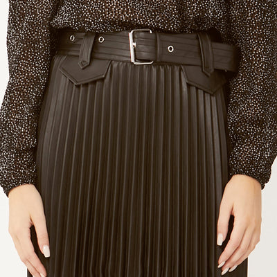 [TEST] Lilly Pleated PU Midi Skirt