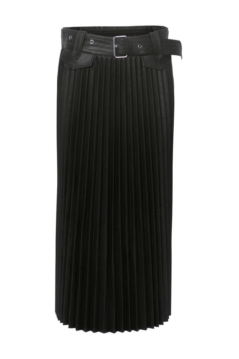 [TEST] Lilly Pleated PU Midi Skirt
