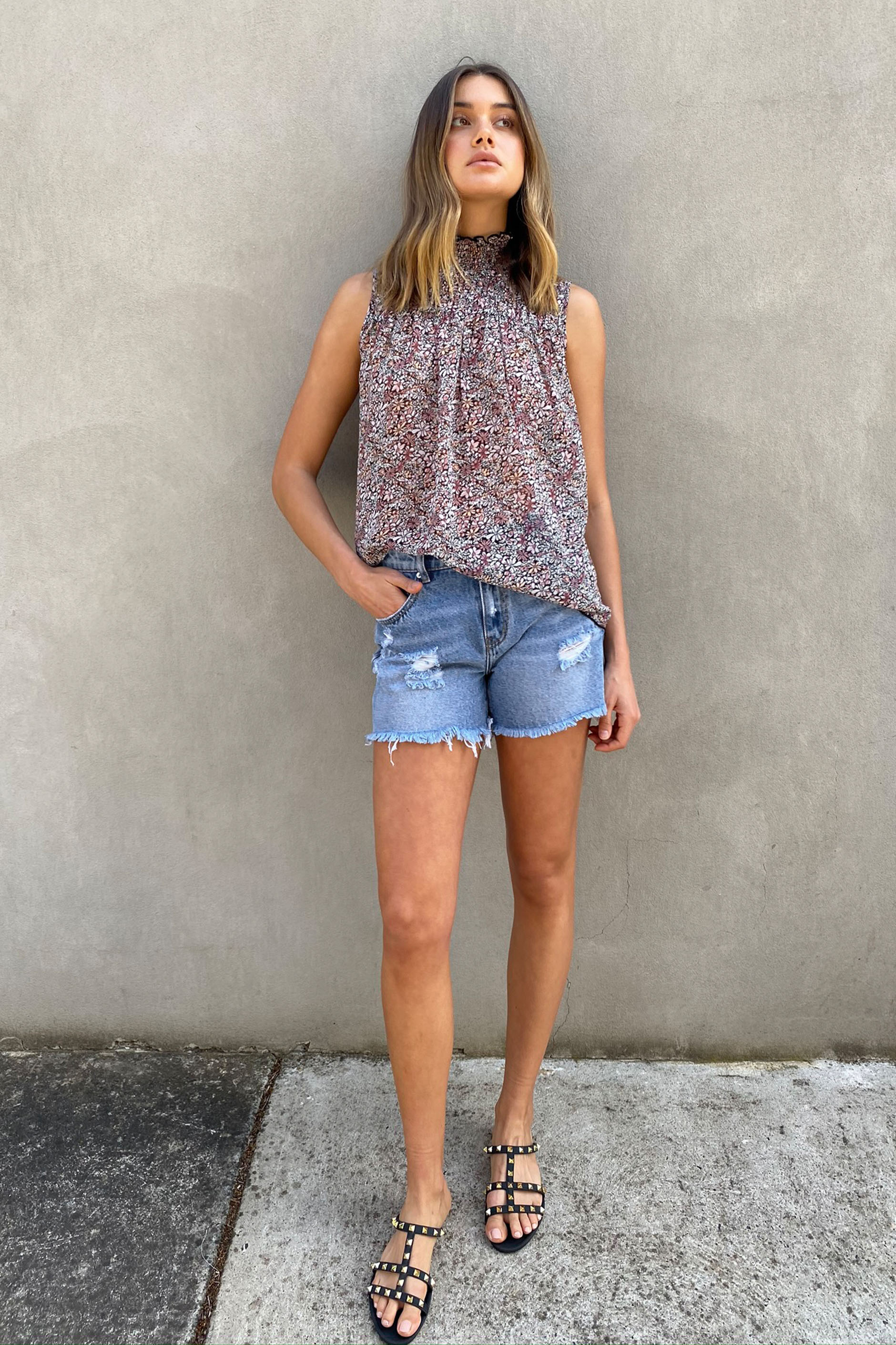 [TEST] Estelle Sleeveless Shirred Top
