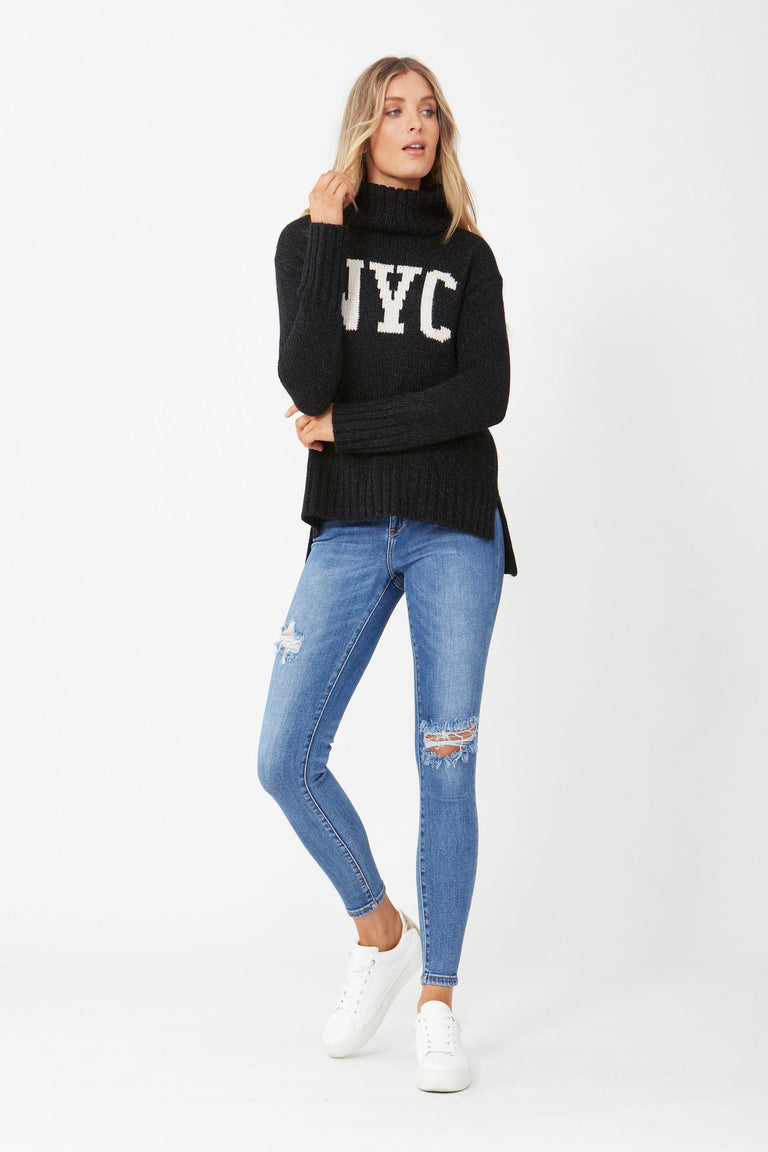 [TEST] NYC Text High Neck Knit