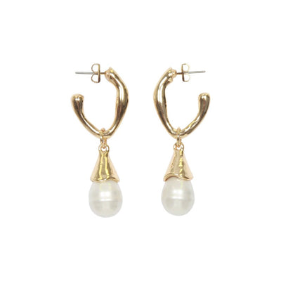 [TEST] Pearl Drop Hoop Earrings