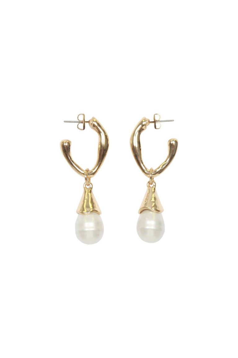 [TEST] Pearl Drop Hoop Earrings