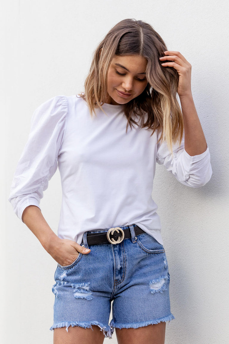 [TEST] Jada Ruched Puff Sleeve Tee
