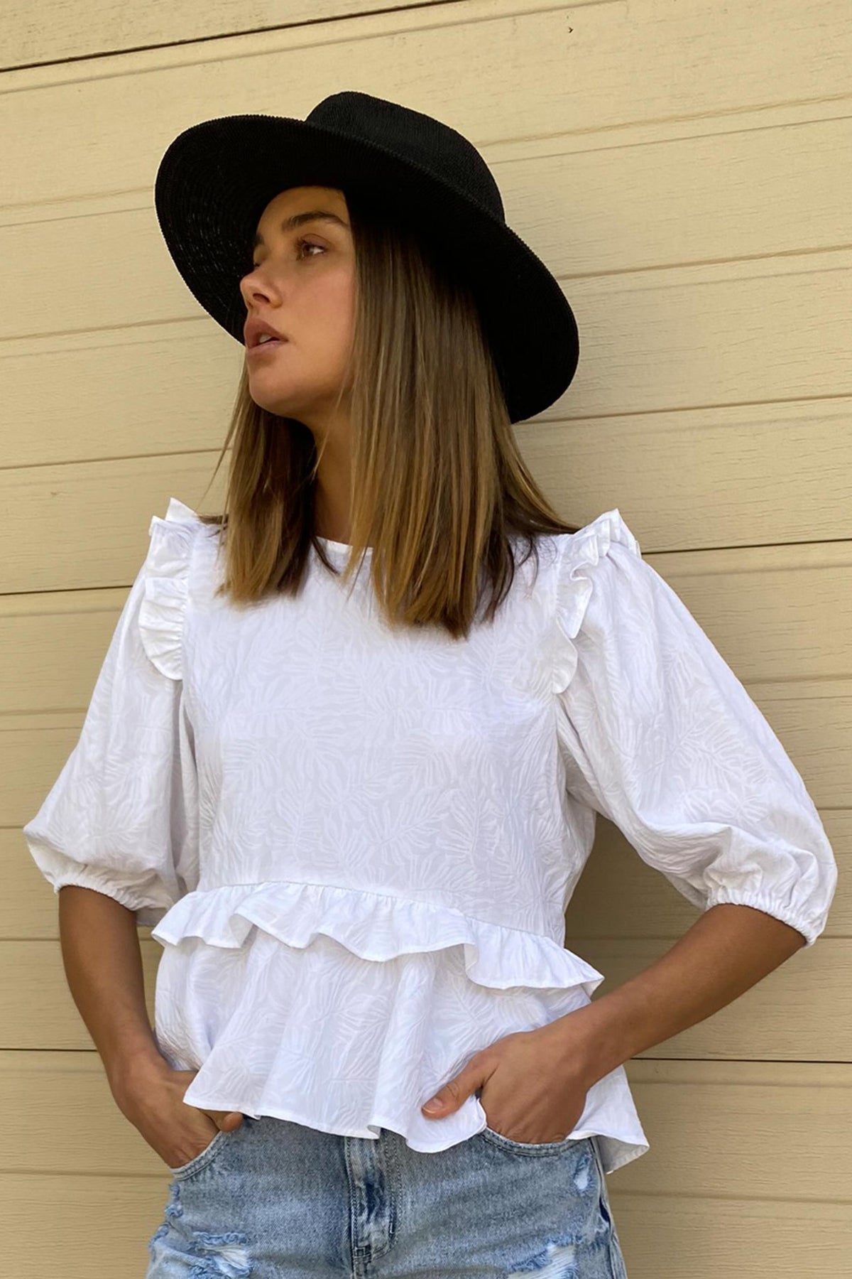 [TEST] Jackie Ruffle Detail Top