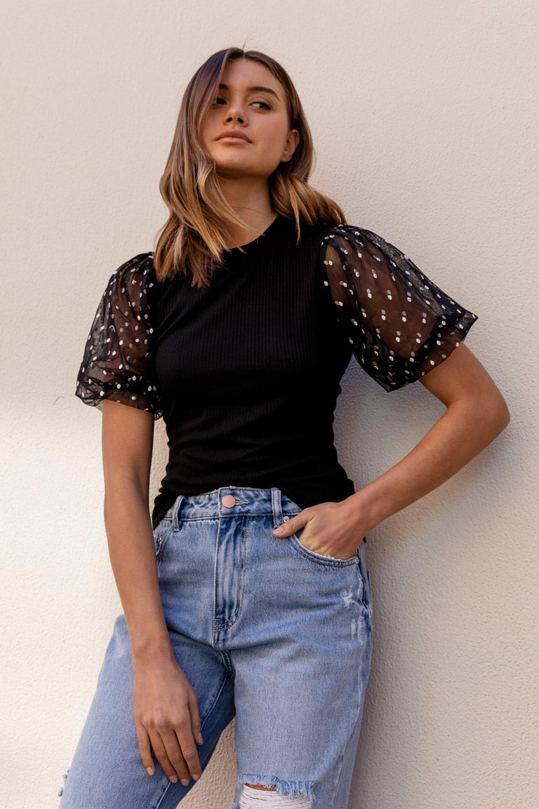 [TEST] Zoe Contrast Sleeve Tee