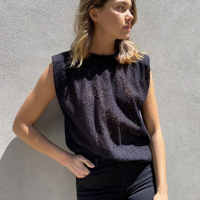 [TEST] Dani Shoulder Pad Lace Top