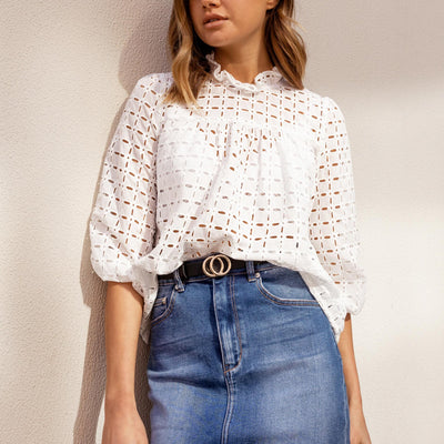 [TEST] Gina Stepped Hem Denim Skirt