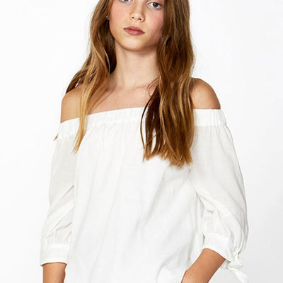 [TEST] Kids Off Shoulder Woven Top