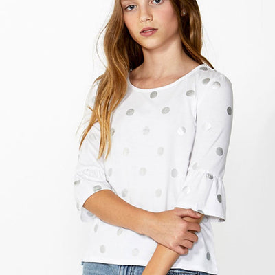 [TEST] Kids Gathered Sleeve Spot Top