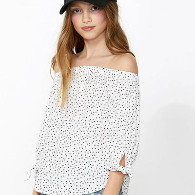 [TEST] Kids Printed Off Shoulder Top
