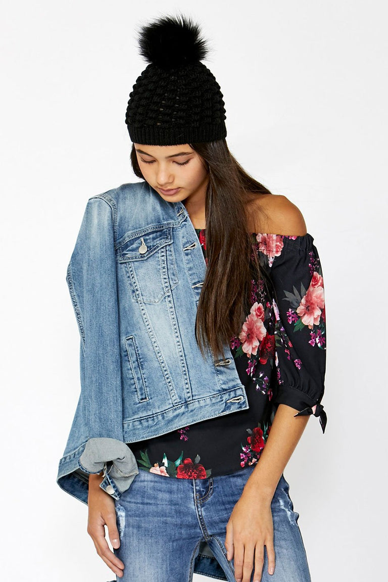 [TEST] Kids Printed Off Shoulder Top