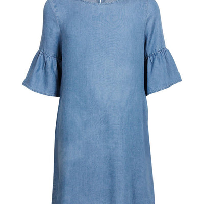 [TEST] Kids Fluted Slv Chambray Dress