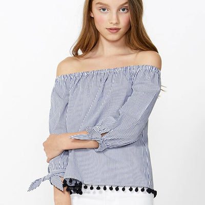 [TEST] Kids Off Shoulder Tie Slv Top
