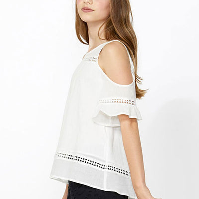 [TEST] Kids Lace Cold Shoulder Top
