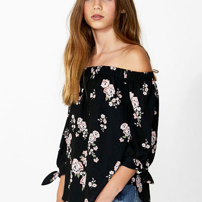[TEST] Kids Floral Off Shoulder Top