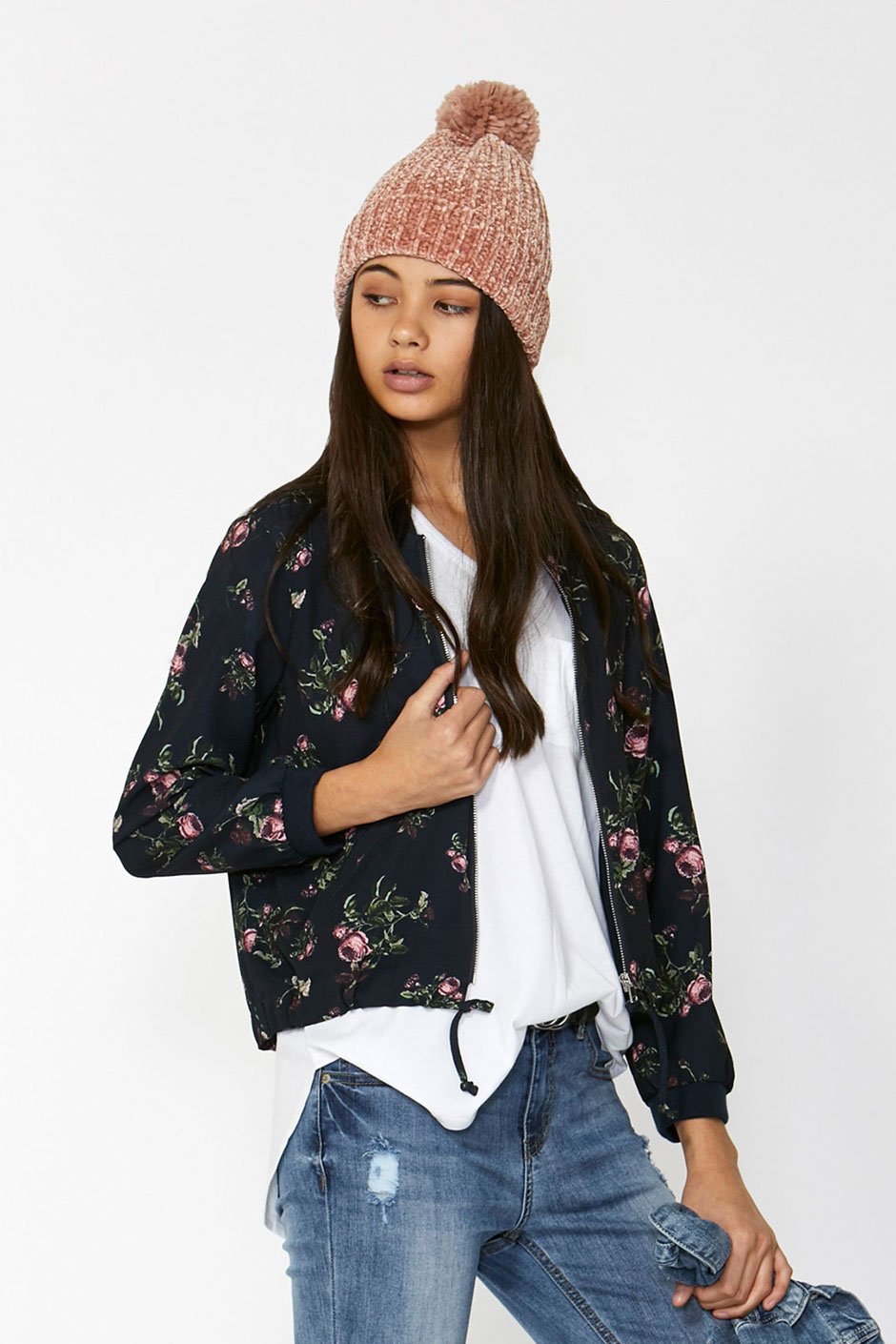 [TEST] Kids Rose Printed Bomber