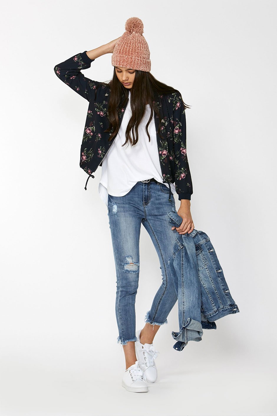 [TEST] Kids Rose Printed Bomber
