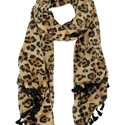 [TEST] Kids Leopard Pom Pom Scarf