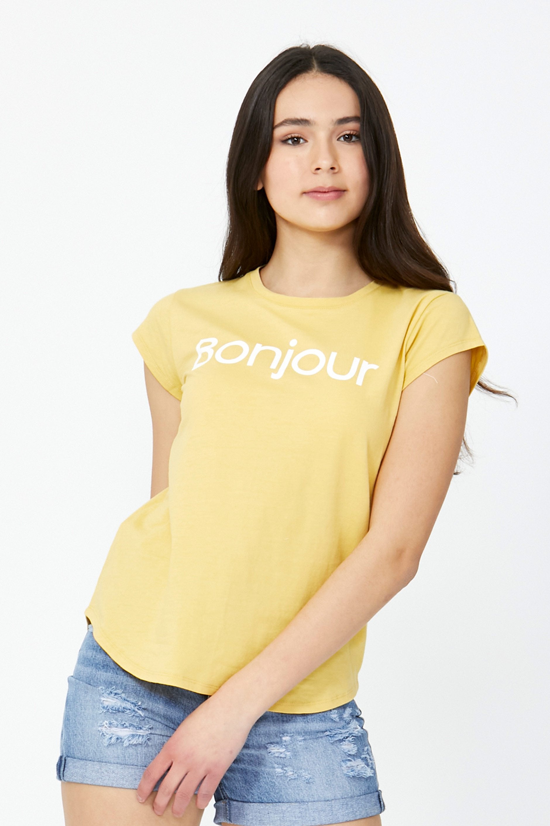 [TEST] Girls Bonjour Print Tee