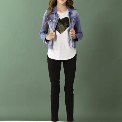 [TEST] Girls Animal Sequin Heart Tee